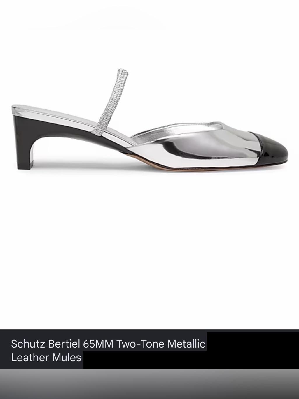 Schutz Silver And Black Metallic Leather Slingback Mules